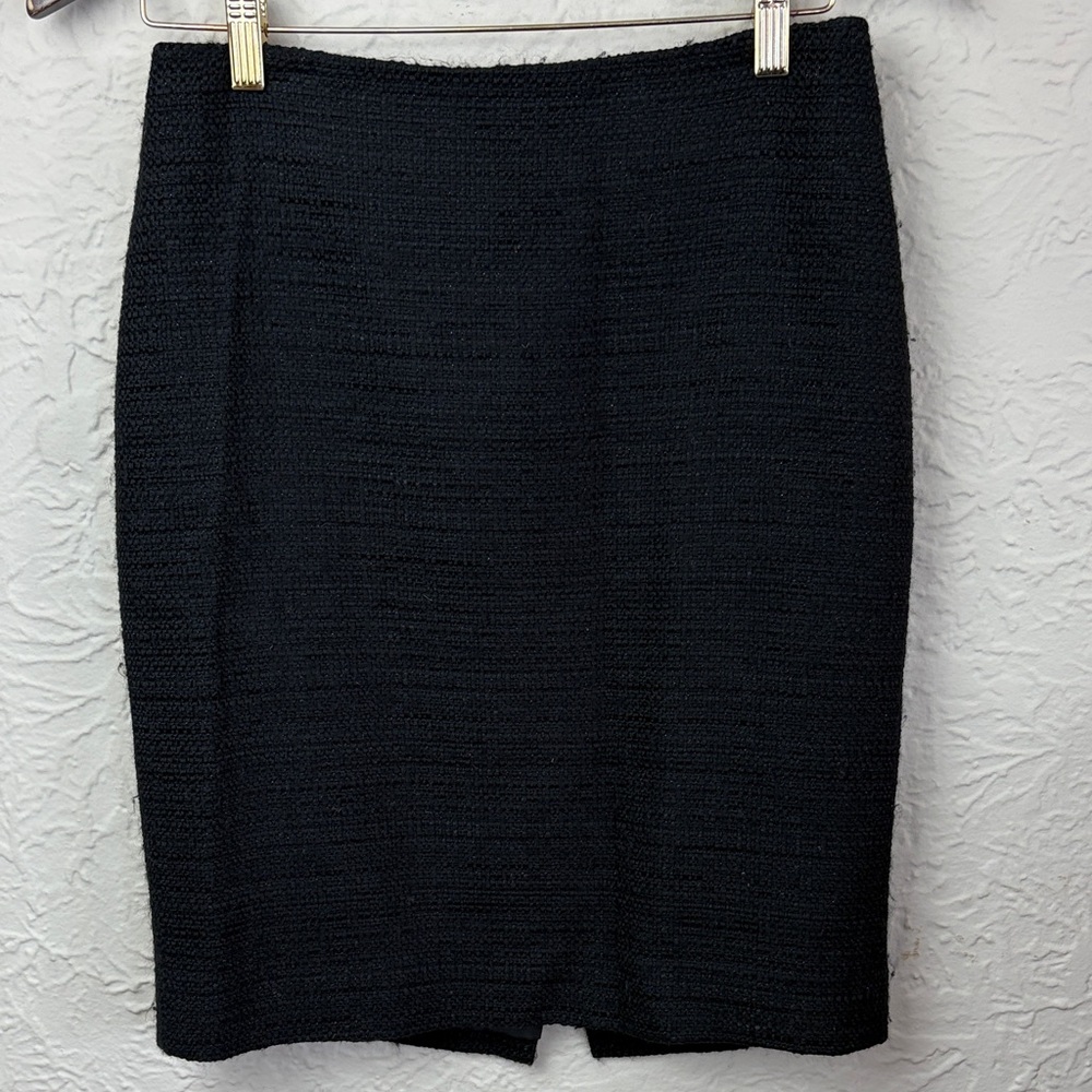 Theory Frieda C Black Tweed Wool Blend Pencil Skirt